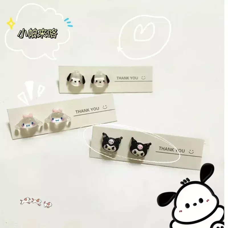Sanrio Hello Kitty Accessoires Sieraden Zilveren Naald Hoop Oorstekers Anime Cinnamoroll Melody Kuromi Loop Oorbellen Voor Vrouwen Gift
