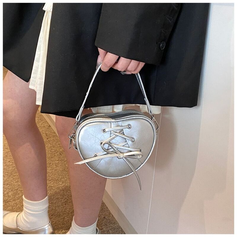 Borsa a tracolla a catena decorativa moda Mini borsa a mano in tinta unita borsa per il trucco in pelle PU donna