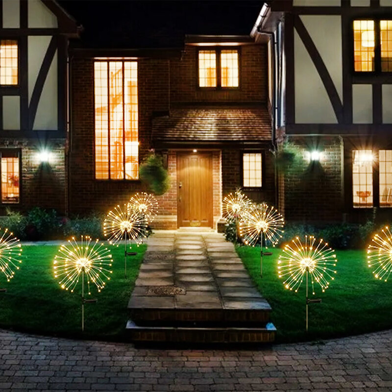 Luces de fuegos artificiales solares impermeables para exteriores, iluminación para el hogar, jardín, paisaje, césped, festivales, fiesta, vacaciones, boda