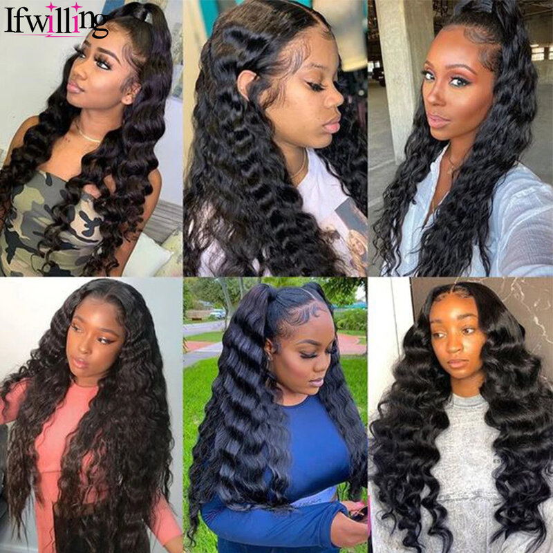 Loose Deep Wave Lace Frontal Wig 26 28 Inch 180 Density 13x4 Transparent Lace Frontal Wig Human Hair 5x5 Glueless Rready To Wear