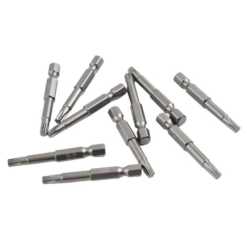 10Pcs Alloy Steel 50mm Long Torx Screwdriver Bit 6.35mm Hexagon Handle T20 Magnetic Tip Screwdrivers Kit Drill Bit Hand Tools
