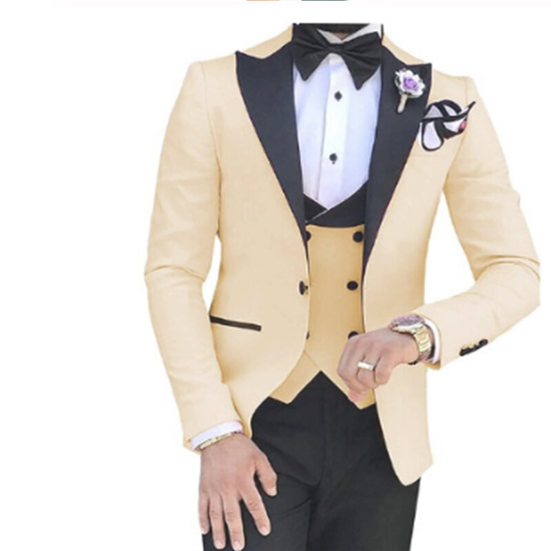 2023 Männer 3 Stück Anzüge für Männer maßge schneiderte Bräutigam Trauzeugen Smoking Hochzeit Männer Anzug Terno Masculino(Jacke Hose Weste)