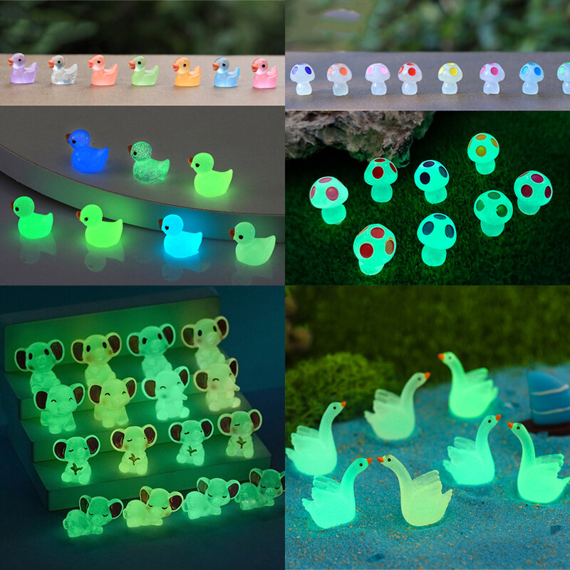 Mini Küken leuchten in der Nacht Miniatur figuren niedlichen Kaninchen Fee Garten Dekoration leuchtenden Schwan Ente Schreibtisch Ornamente Puppenhaus DIY