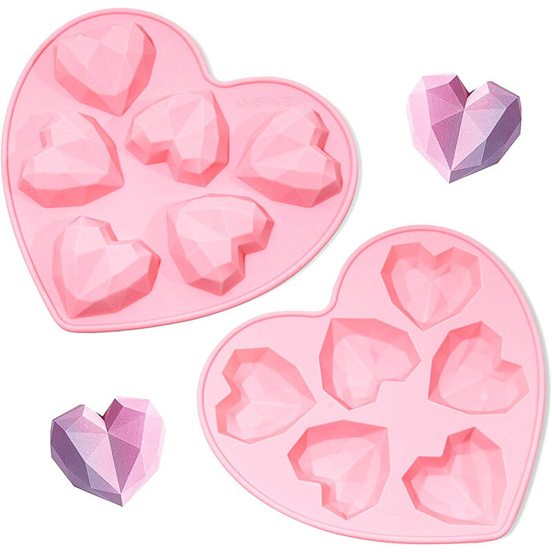 ซิลิโคนเพชร Love ชุดแม่พิมพ์เบเกอรี่จำนวนแม่พิมพ์1/6/8 Cavity Heart Mousse Pastry เค้กช็อกโกแลตสบู่เทียนแม่พิมพ์