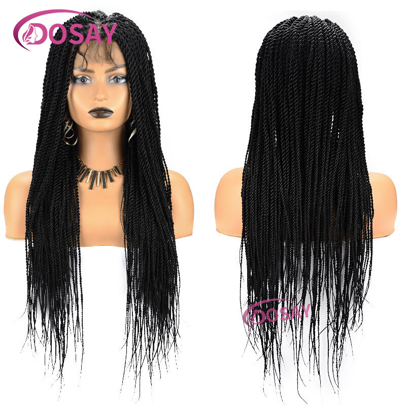 Twist Braided Wigs Box Braided Lace Front Wig For Black Women Synthetic Full Lace Frontal Wig Faux Locs Wig Goddess Braids Wigs
