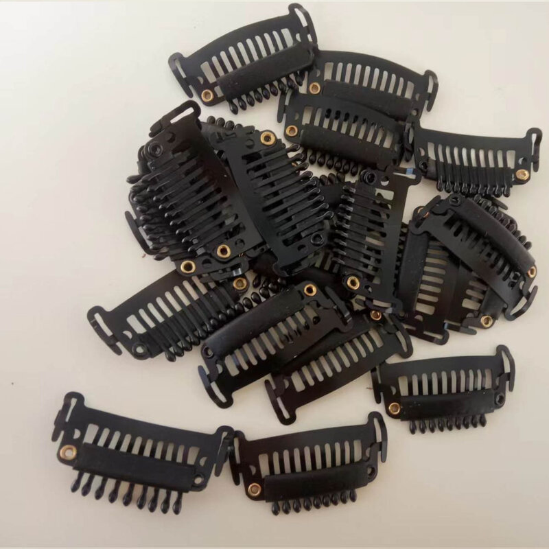 New 50pcs 3.5cm 9 Teeth Slide Snap Clips With Hooks For Hair Weft/Clips IN Weft/Wigs