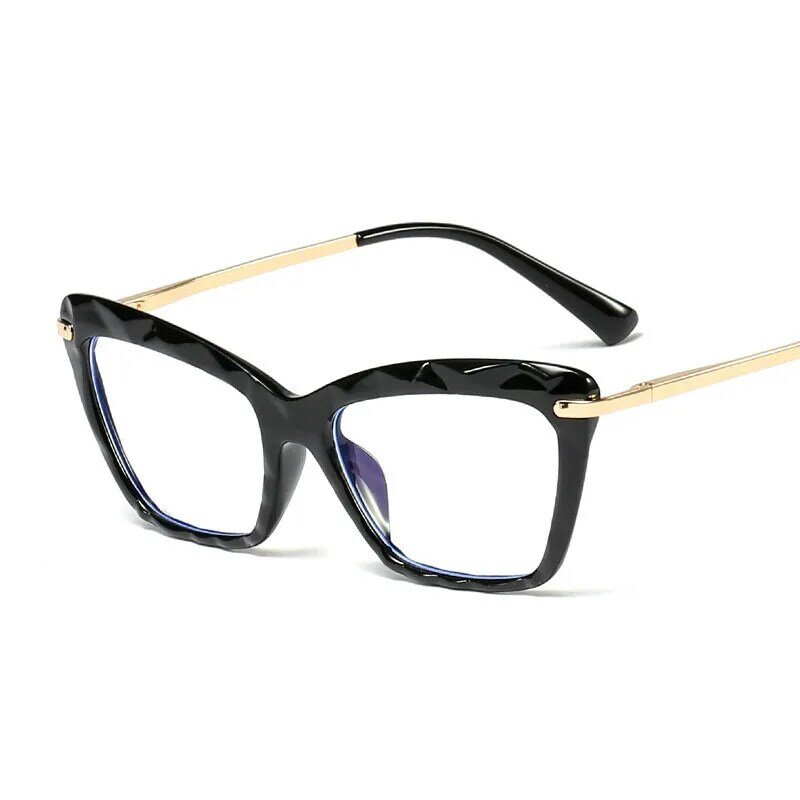 Vintage Red Cat Eye Sunglasses Metal Frames Anti-Radiation Eyewear Optical Computer Spectacle Crystal Faceted Glasses 2022
