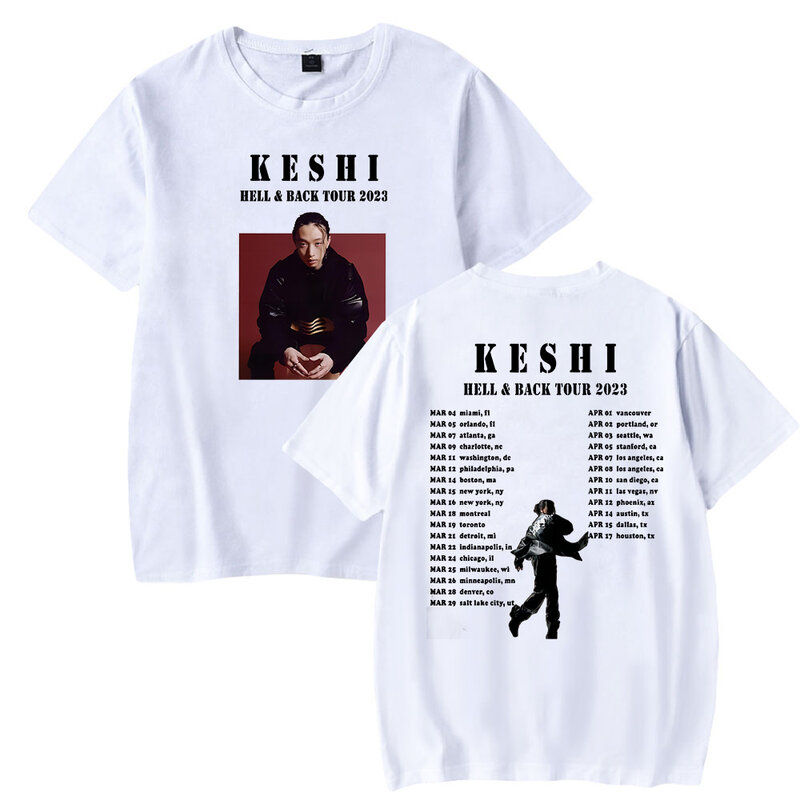 Keshi Hell & Black Tour 2023 Merch 티셔츠, 크루넥 반팔 티, 하라주쿠 스트리트웨어, 여성 티셔츠, 패션 의류