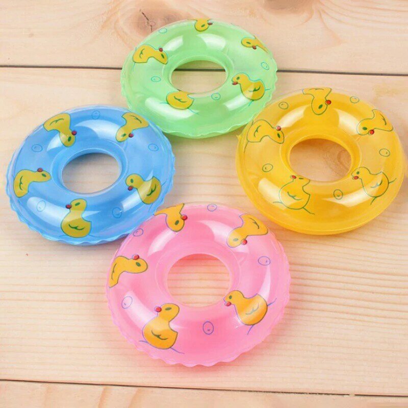 Mini Donuts Swim Ring para crianças Acessório de piscina divertido Brinquedos flutuantes Boneca de patos de borracha Brinquedo de banho inflável Verão