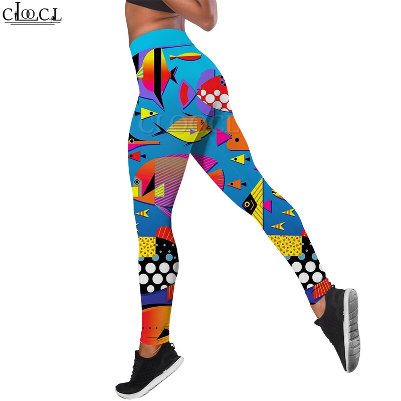 Cloocl ginásio roupas moda imprimir leggings de cintura alta calças de fitness harajuku calças casuais femininas esportes legging para mulher