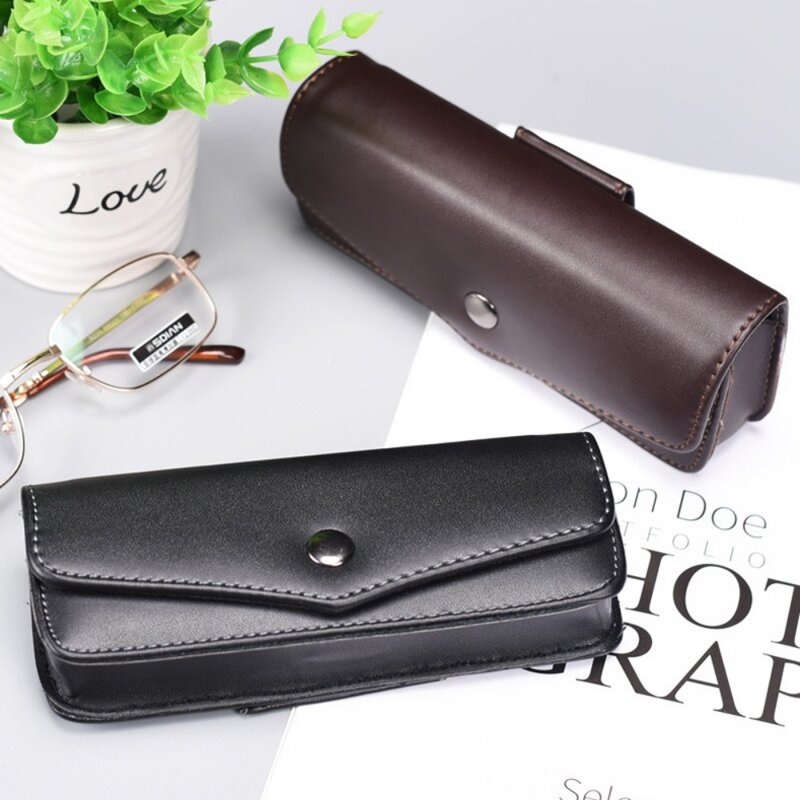 Upscale Belt Wearable Cowhide Glasses Case Men Portable Leather Reading Glasses Storage Box Phone Bags and Tool Carrying Cases