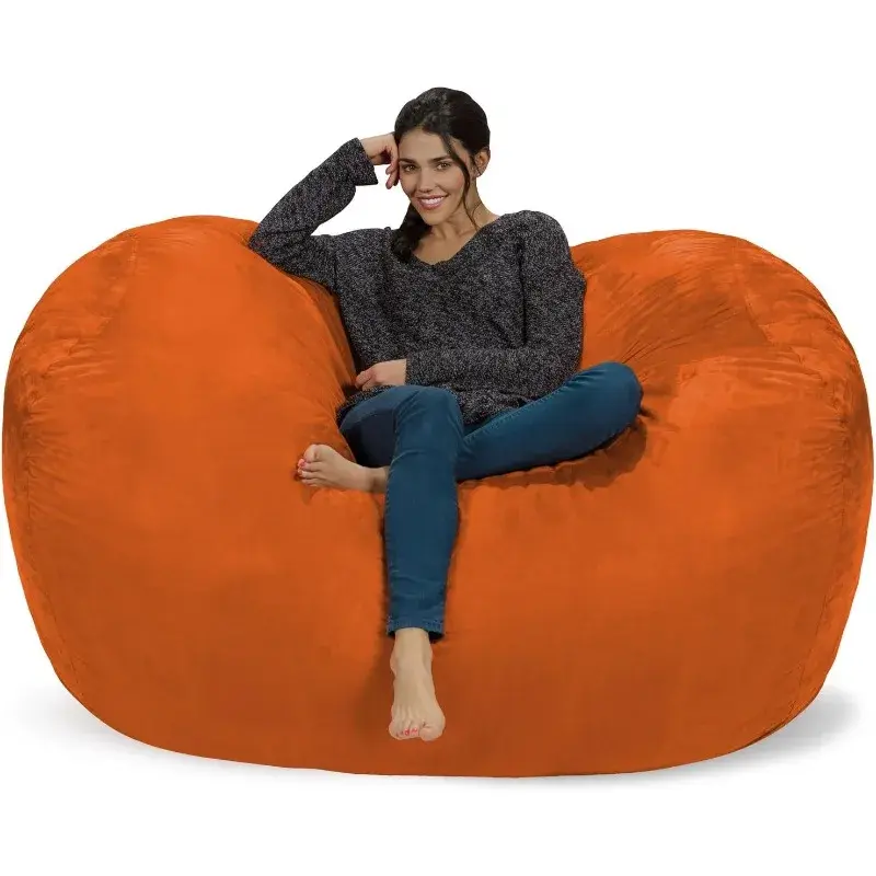 Chill Sack Bean Bag Chair: Huge 6' Memory Foam Furniture Bag and Large Lounger - Big Sofa with Soft Micro Fiber Cover - Orange