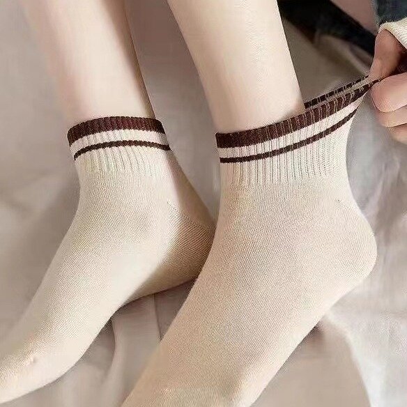 5/10 Pairs Women's Girl High Quality Sweat-absorbent Breathable Socks Spring Autumn Pure Cotton Thin Socks Cotton  Loose Socks
