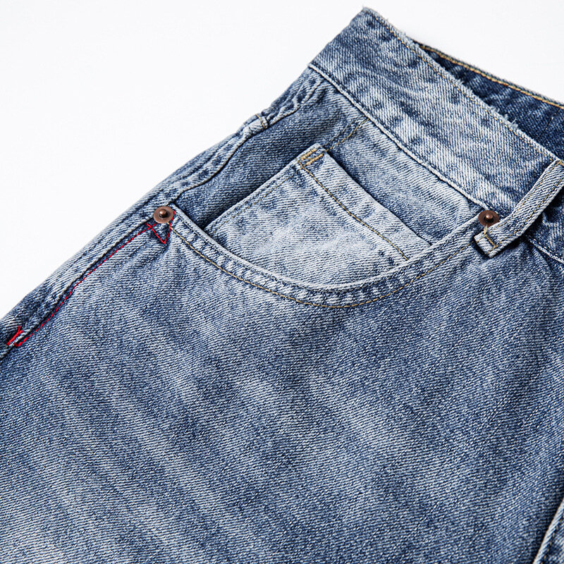 Джинсовые брюки для мужчин осень-зима плотные Ретро потертые осенние и зимние американские свободные прямые мужские джинсы