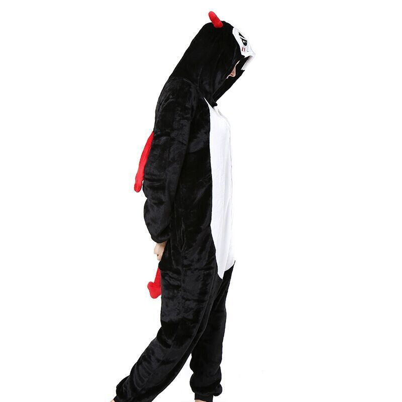 Diabo negro-Flanela antipontapé Onesie com asas, traje com capuz térmico, flanela criativa, homewear, saco de dormir, adulto, palco