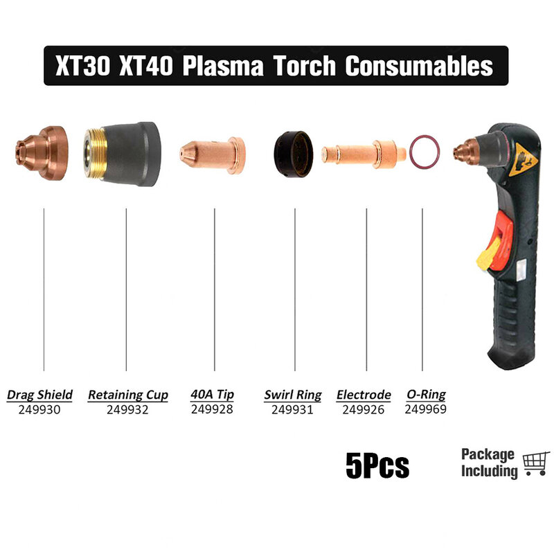 5pcs 249926 Plasma Electrode 674325 For Miller Spectrum XT30XT40 375/625 Xtreme Plasma Cutters Welding Soldering Supplies Tools