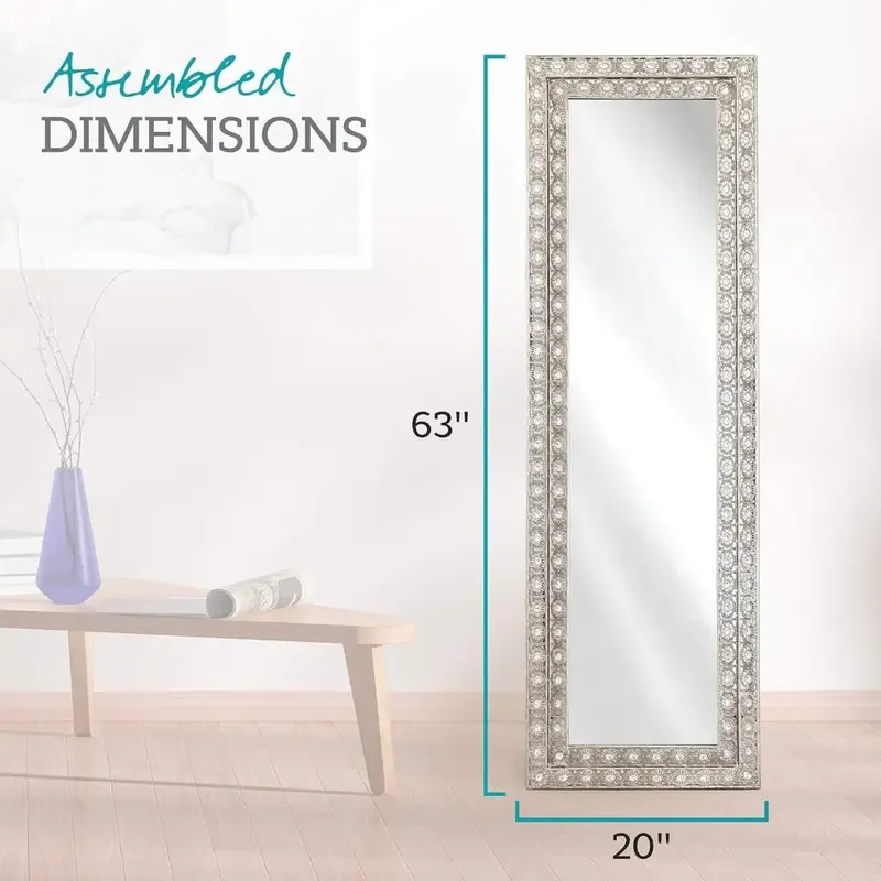 Full Length Leaning Glam Luxury Floor Mirror Accents Full Size Living Modern Entryway Hall Room Decor Bedroom Freight Free Body