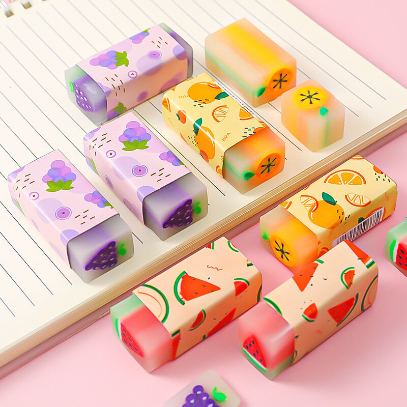 Cartoon Cute Eraser with Fruit Patttern School Rubber Kids Kawaii Things for School Korean Stationery School Desk Accessories