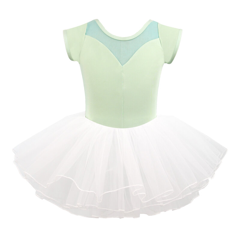 Ballet Leotards for Girls Kids Short Sleeve Gymnastics Dance Dress Ballerina Costumes Detachable Skirt Toddler Ballet Bodysuit