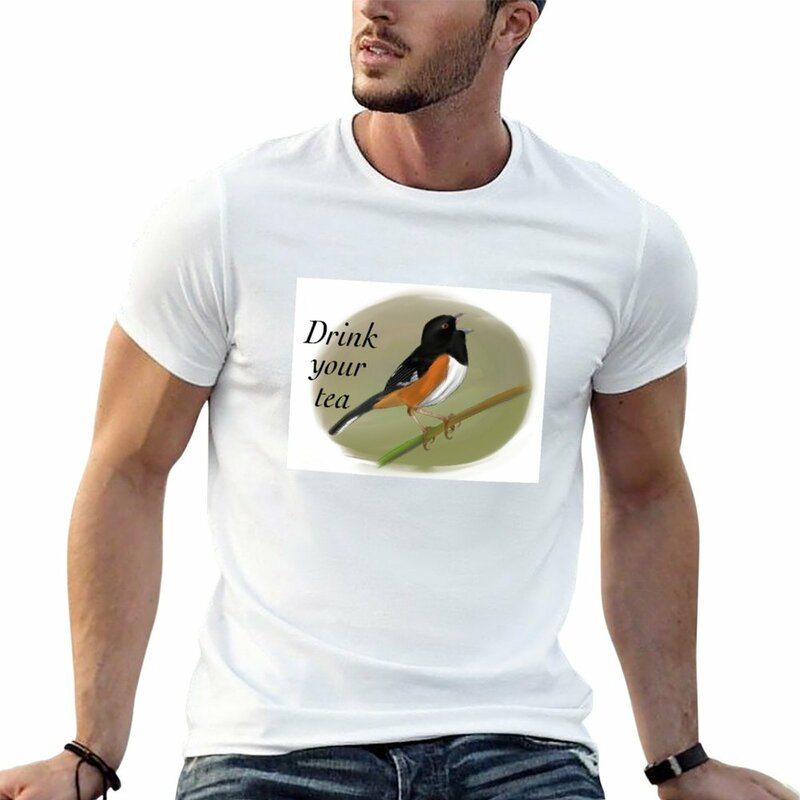 Nowe wschodnie malowanie Towhee-pij swoje koszulki do herbaty, niestandardowe koszulki męskie graficzne koszulki śmieszne