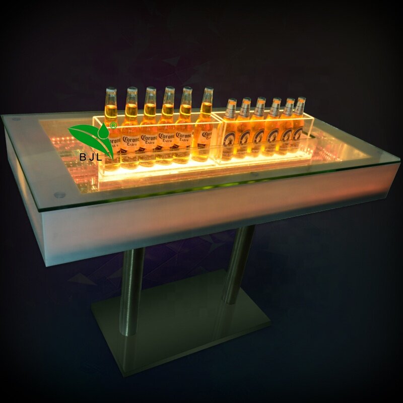 Tables de salle à manger de restaurant à LED personnalisées, dessus de table à bulles d'eau lumineuses