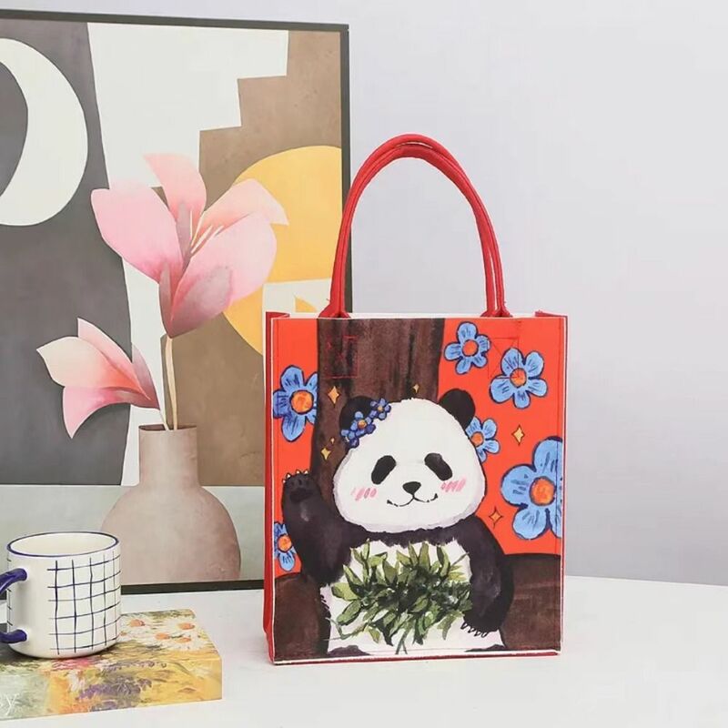 Многоцветная сумка, модная сумка-тоут с принтом панды, цветок, сумка для покупок, сумка через плечо для девочек