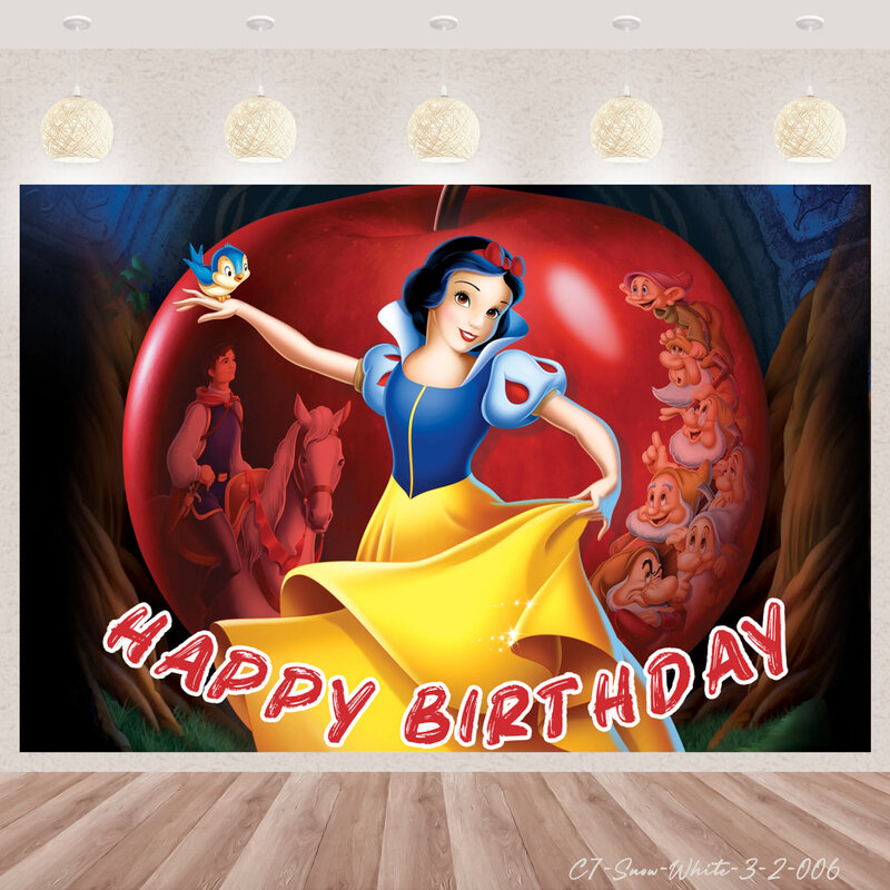 Princess Snow White Theme Background Birthday Party Baby Shower Photography Vinyl Background Room Decor Supplies Photo Poster