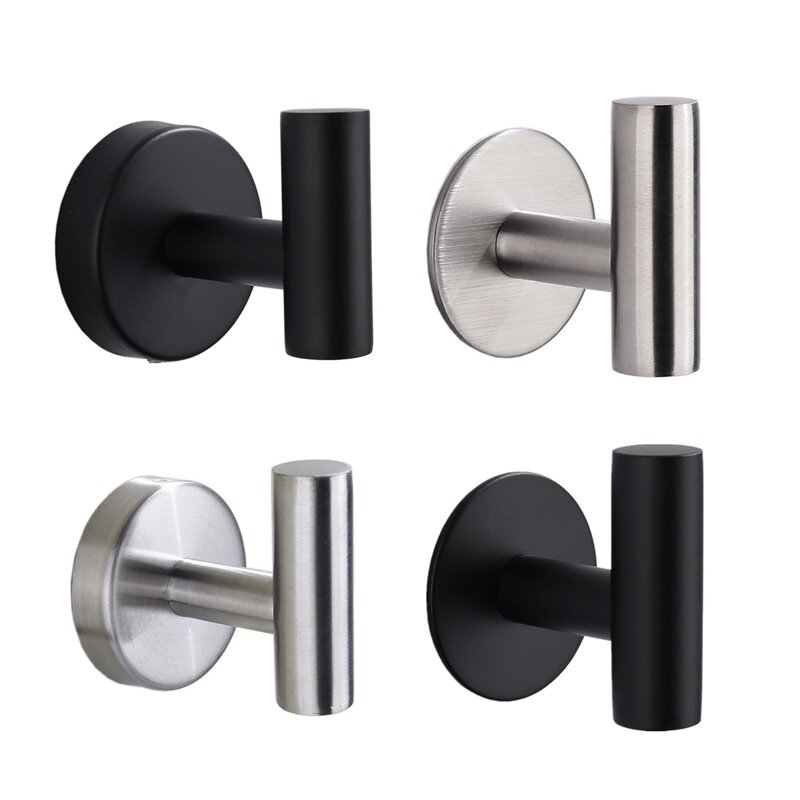 304 Stainless Steel Adhesive Wall Hooks Mounted Door Key Cloth Coat Hanger Kitchen Hardware Holder Waterproof Bathroom Hook