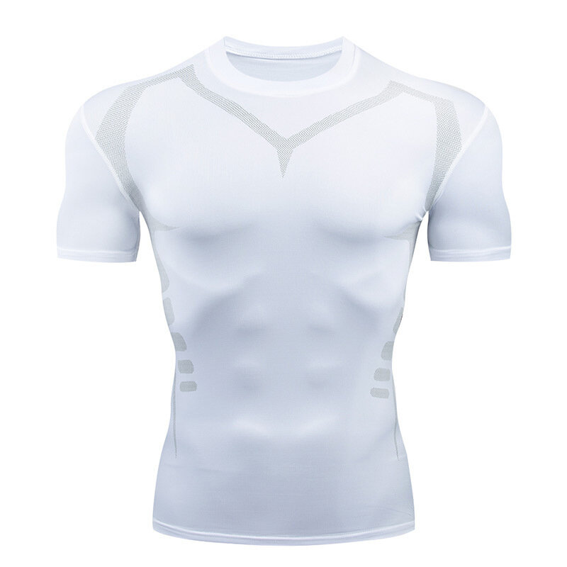 Chemises de compression Rash Guard pour hommes, manches courtes, séchage rapide, fitness, cyclisme, t-shirt de course, entraînement, sous-vêtements d'entraînement, vêtements de sport