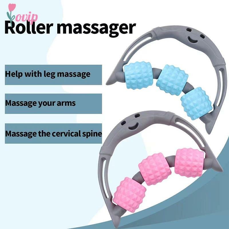 Rolo de massagem portátil para músculos, fitness muscular, aliviar a dor, pescoço, braço, perna, multifuncional com alça, 1pc