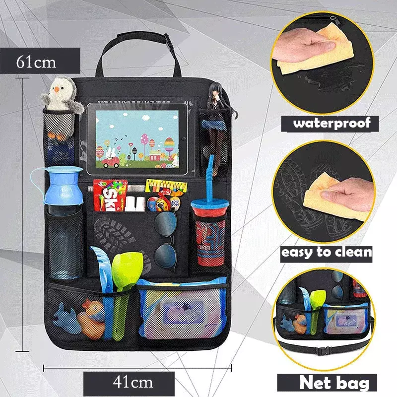 1/2PCS Children Car Seat Organizer Multifunctional Oxford Fabric Car Back Multi Pocket Storage Bag with Tablet Holder Protector