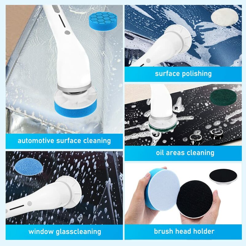 Spazzola per la pulizia elettrica senza fili multifunzionale fino a 420 giri/min potente spazzola per il bagno Scrubber per la pulizia rotante portatile