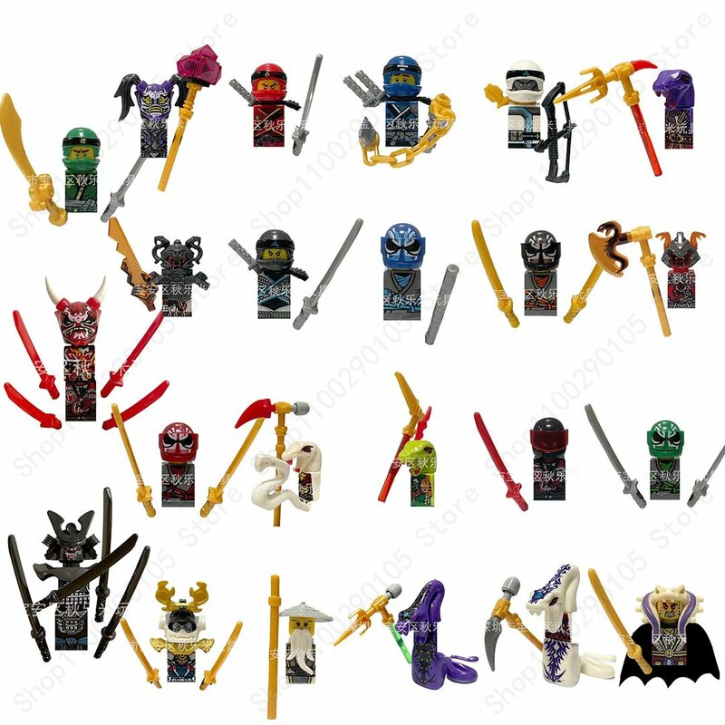 Mini Ninja Dolls Blocos de Construção, Tijolos, Figuras, Brinquedos, Jay, Zane, Kai, Cole, Skales, cobras, Harumi, Samurai, Anime, Filme, Presentes, JR963