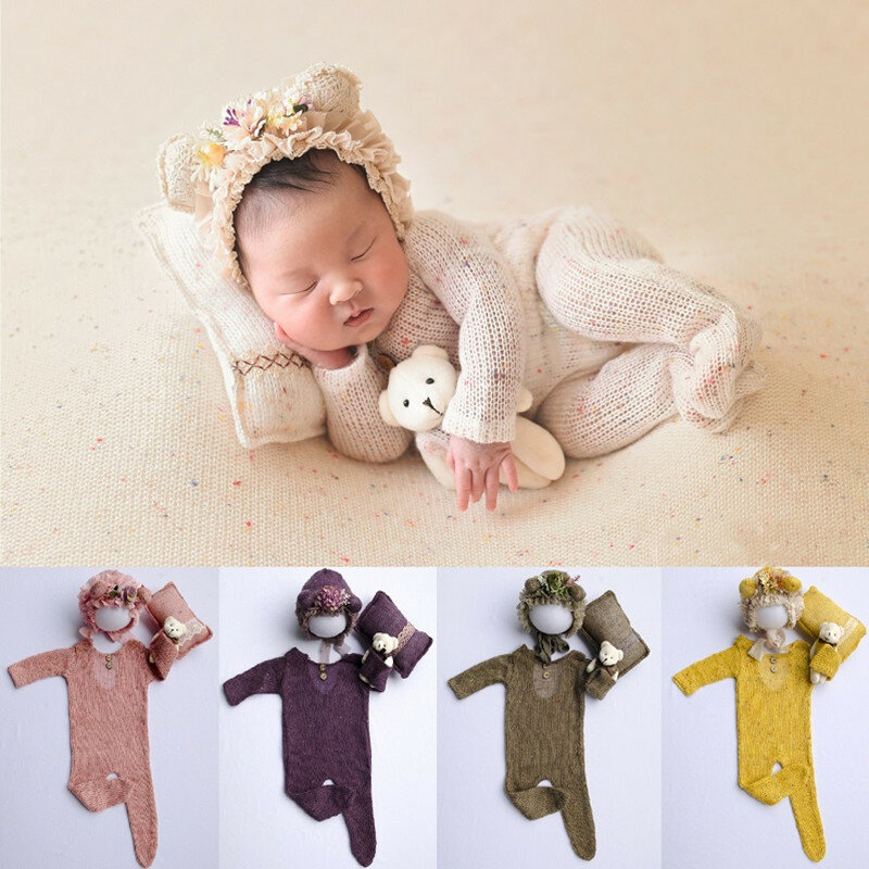 Neugeborenen Fotografie Requisiten Neugeborenen Jungen Mädchen Strampler Hut Baby Romper Body Outfit Fotografie Requisiten Kleidung