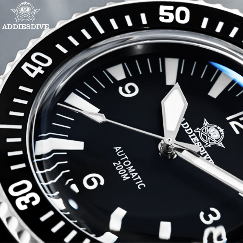 ADDIESDIVE Japan NH35 automatyczny zegarek mechaniczny AD2056 czarny Dail Reloj Hombre Sapphire Bubble szkło lustrzane 20bar zegarki do nurkowania