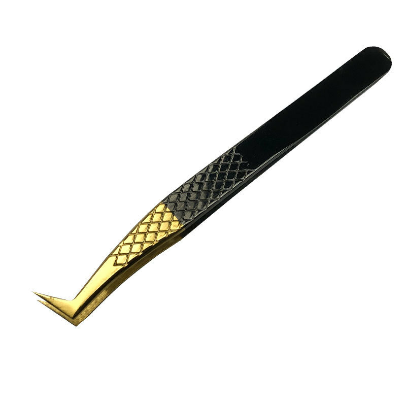 Stainless Steel Eyelashes Tweezers Professional for Lashes Extension Gold Decor Anti-static Eyebrow Tweezers Eyelash Extension