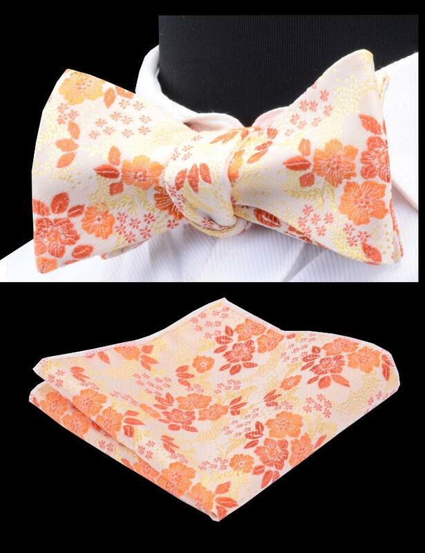 Fashion Silk Self-knotted Floral Bowtie Set for Man Green Bowknot Handkerchief Party Business Office Wedding Gift Accessories