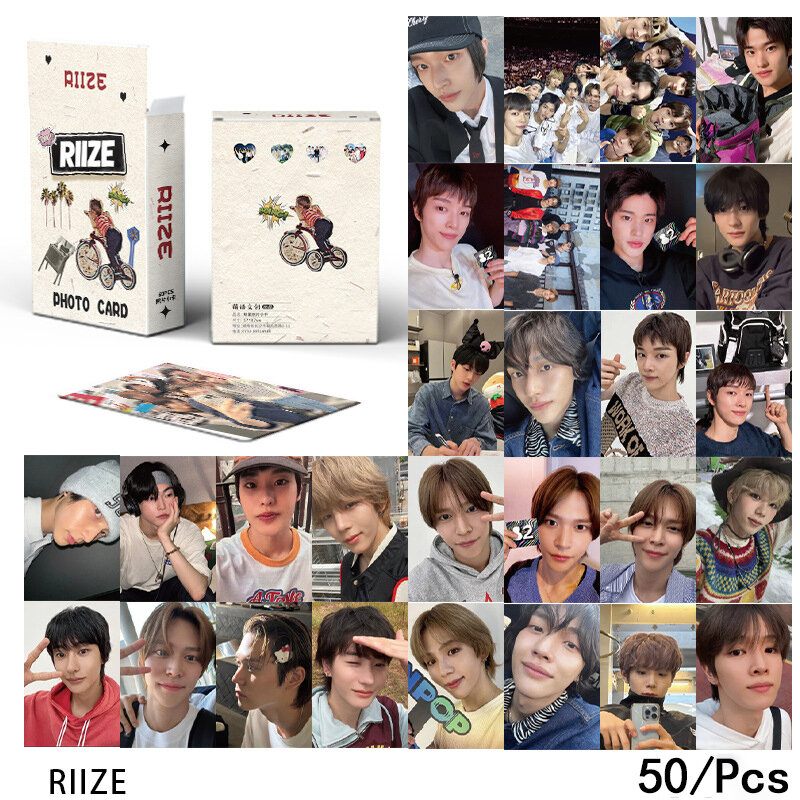 50pcs/set RIIZE Album Laser CardS FlashCards LOMO Card SUNGCHAN EUNSEOK SHOTARO WONBIN Boy Group Gift Postcard Photo Card KPOP