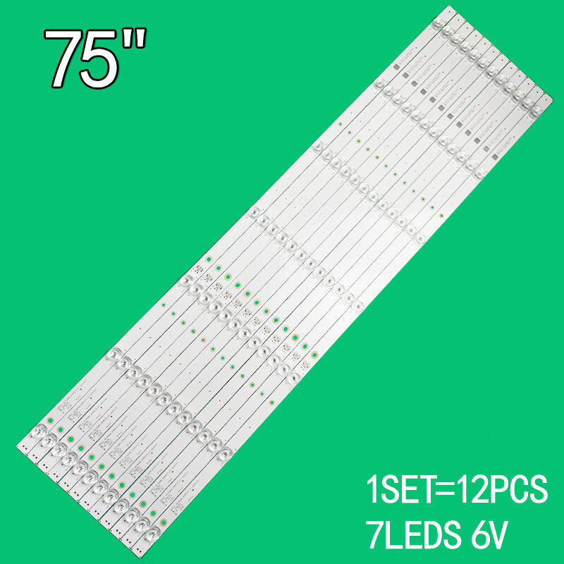 For 12pcs/set of 850mm LED backlight strip TCL75 "7 lights GIC75LB08_ 3030F2.1D_ V1.1_ 20181016 TCL75V2 75U6800C   4C-LB7507-ZM0