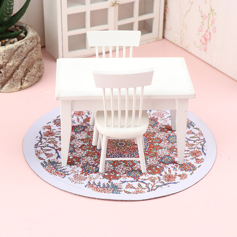 Dywan dla lalek bawiące się wystrój domu wykładziny podłogowe mata z kwiatowym wzorem akcesoria dla lalek miniaturowe dywaniki tkane wielopiętrowe