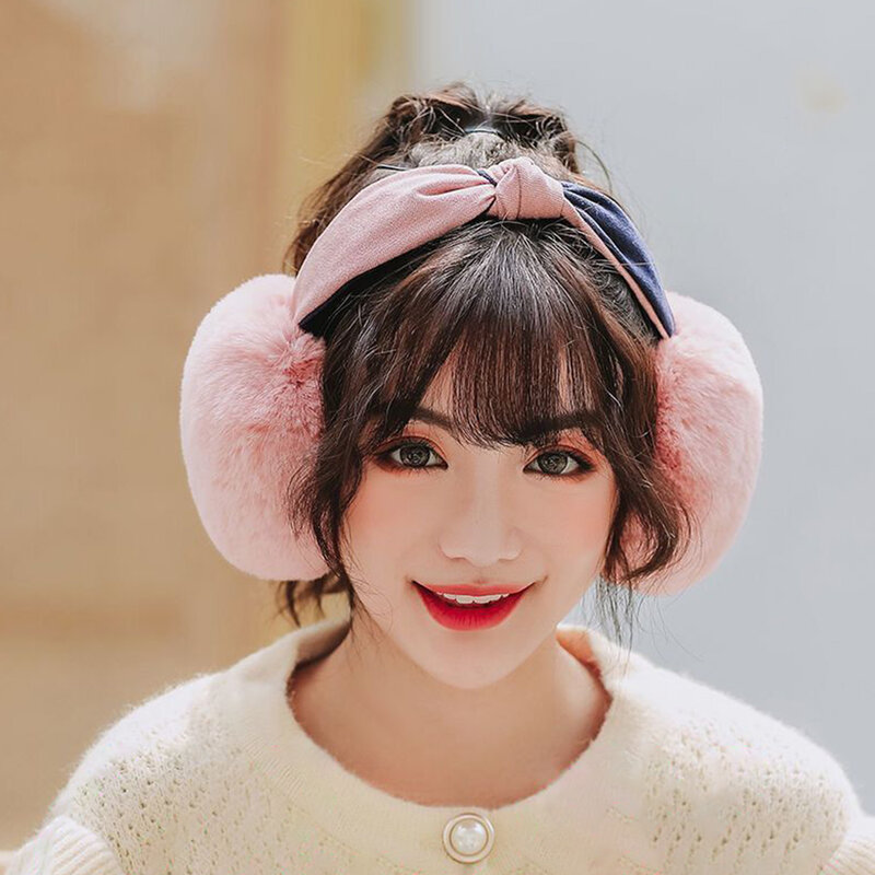 Soft Hair Hoop Earmuffs Fashion Ear Cover Outdoor Cold Protection Warm Earmuffs Solid Color Ear-Muffs Plush Ear Warmer Winter