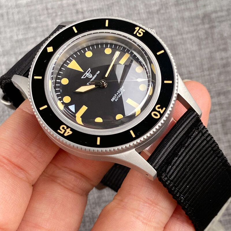 S NH35 jam tangan bumper 50 pria, arloji mekanis pemindah kaca safir antik klasik tahan air