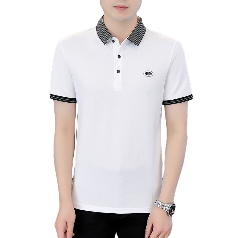 Camiseta polo masculina emendada, botão de lapela, blusa casual, camiseta que combina com tudo, roupas novas, moda verão, 2022