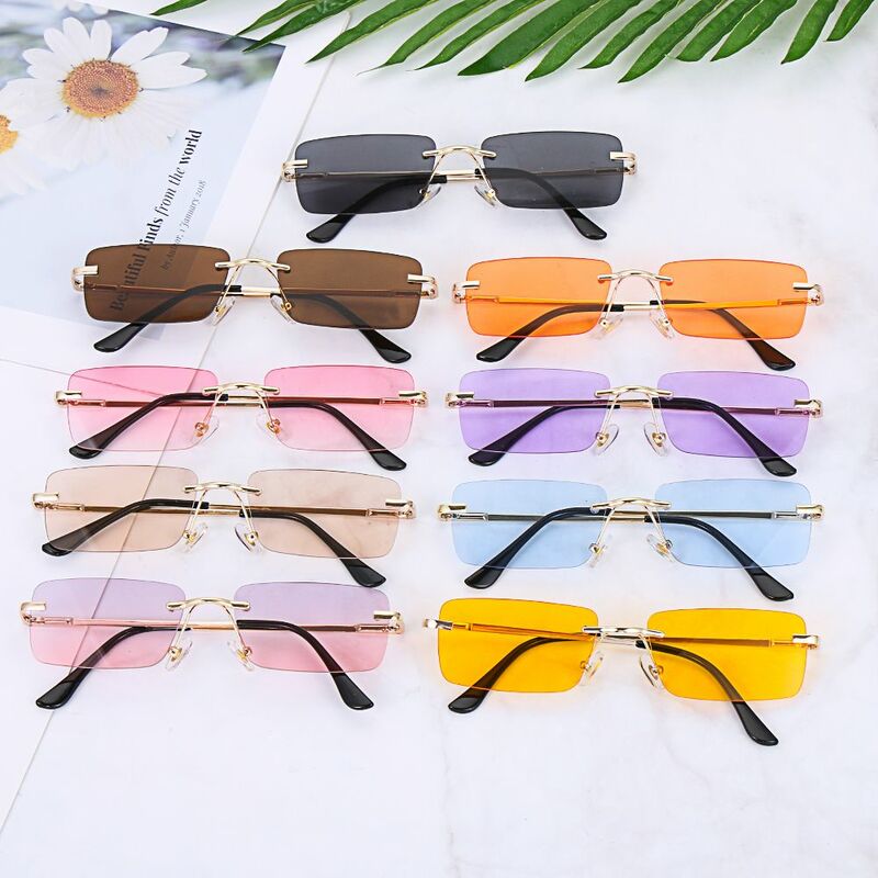Солнцезащитные очки унисекс ретро UV400, женские Винтажные Солнцезащитные очки, градиентные очки, прямоугольные очки без оправы