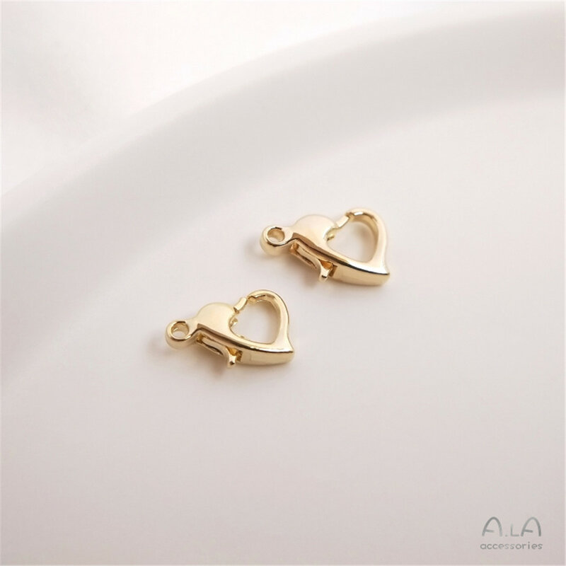 14k Gold-plated Light Gold Love-shaped Spring Buckle Lobster Buckle Diy Handmade Bracelet Necklace Buckle Jewelry Accessories