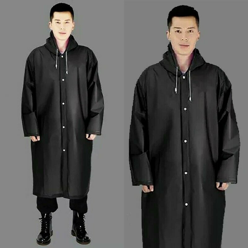 Impermeável Thick PVC Raincoat para homens e mulheres, Poncho com capuz, Casaco de campismo ao ar livre, Unisex Rain Coat