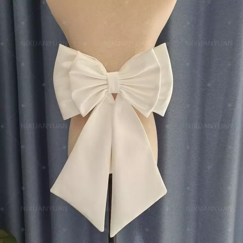 Elegante Butterfly Split Satin Knot, Acessórios do vestido de casamento, Arco removível para vestido de bola