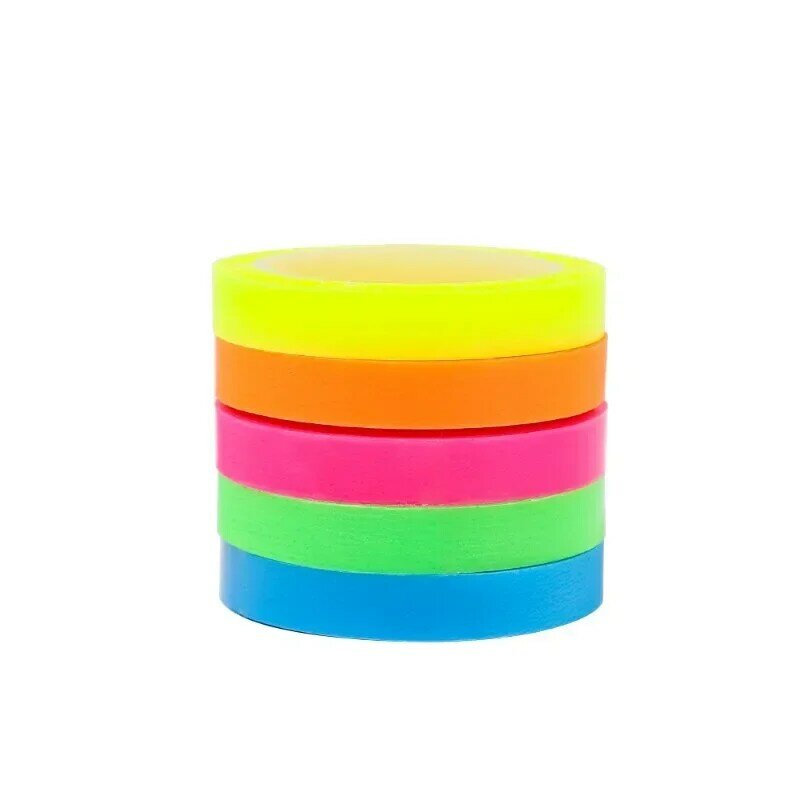 5Rolls Index Stickers Transparent Fluorescent Tape Waterproof Tabs Reading Note Stationery Label Students School Office Supplies