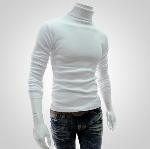 Suéter informal de manga larga para hombre, jersey de cuello alto de Color sólido, a la moda, transpirable, cómodo, parte inferior, Top