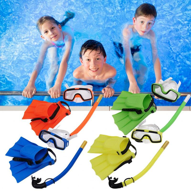 Juego de gafas de esnórquel para niños, lentes impermeables de respiración segura, visión amplia, aletas de natación, para buceo submarino, 1 Juego